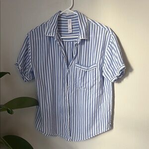 Stars Above Blue and White Striped Casual Shirt